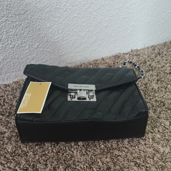 MICHAEL Michael Kors Black Quilted MK Shoulder/Crossbody Flap Bag (NWT)🩶🖤🩶 - Picture 13 of 15